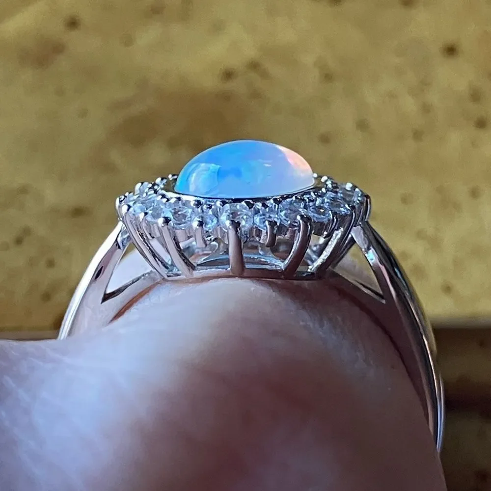 Natural Ethiopian Opal Sterling Silver Ring Size 10